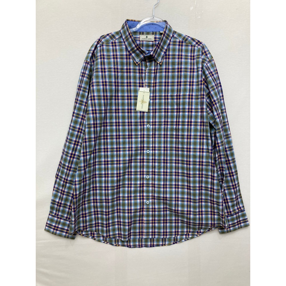 New Southern Pines Plaid Button Down XXL Multi Color Long Sleeve Shirt Preppy